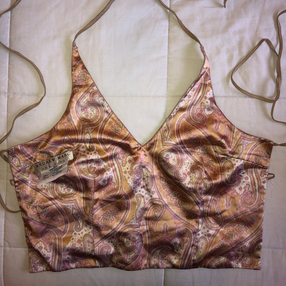 Silk Paisley Tie Tank Top